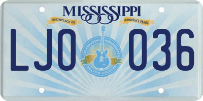 MS license plate LJO036