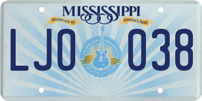 MS license plate LJO038