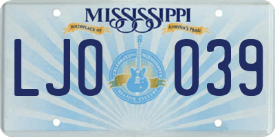 MS license plate LJO039