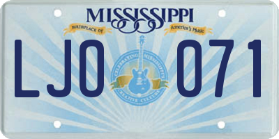 MS license plate LJO071