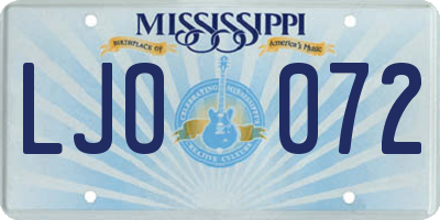 MS license plate LJO072
