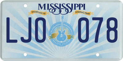 MS license plate LJO078
