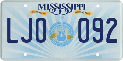 MS license plate LJO092