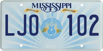 MS license plate LJO102