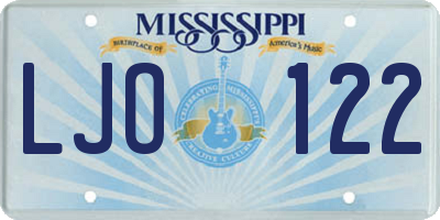 MS license plate LJO122