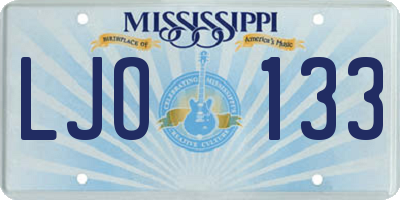 MS license plate LJO133