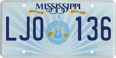 MS license plate LJO136