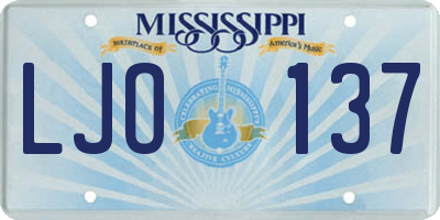 MS license plate LJO137