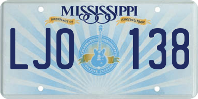 MS license plate LJO138
