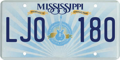 MS license plate LJO180