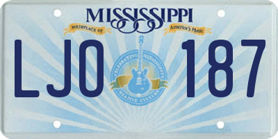MS license plate LJO187