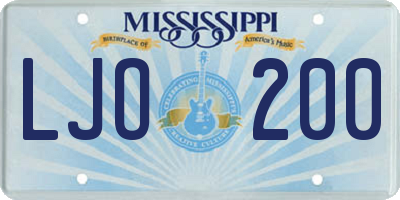 MS license plate LJO200