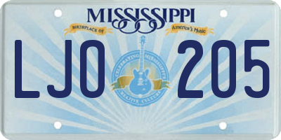 MS license plate LJO205