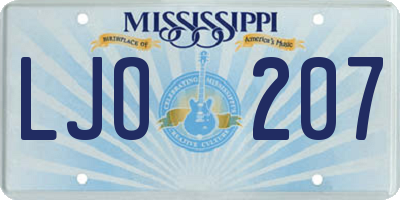 MS license plate LJO207
