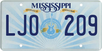 MS license plate LJO209