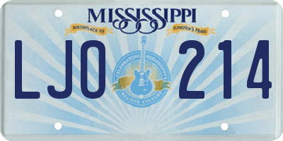 MS license plate LJO214