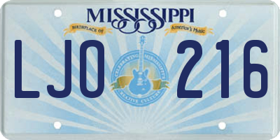 MS license plate LJO216