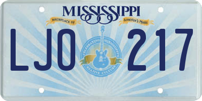 MS license plate LJO217