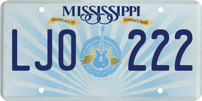 MS license plate LJO222