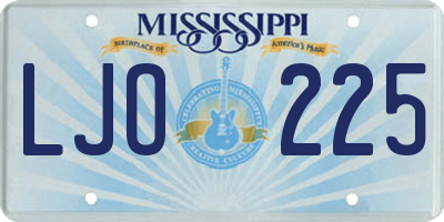 MS license plate LJO225