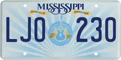 MS license plate LJO230