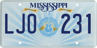 MS license plate LJO231