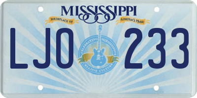 MS license plate LJO233