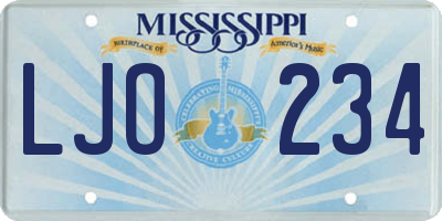 MS license plate LJO234