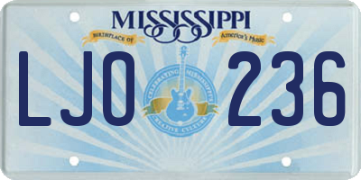 MS license plate LJO236