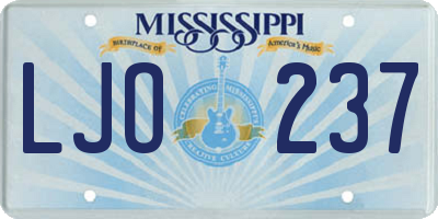 MS license plate LJO237