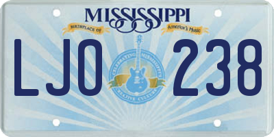 MS license plate LJO238