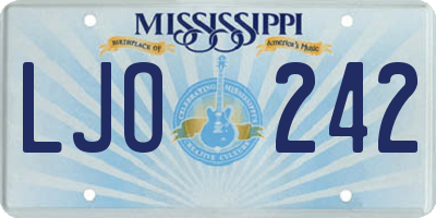 MS license plate LJO242