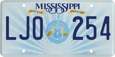 MS license plate LJO254
