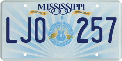 MS license plate LJO257