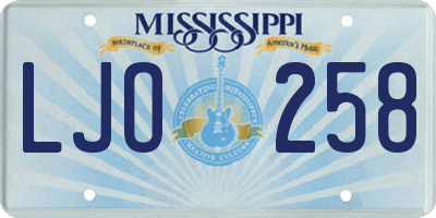 MS license plate LJO258