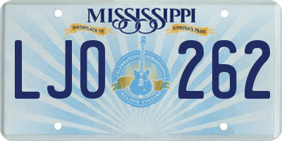 MS license plate LJO262