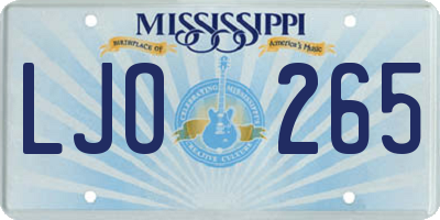 MS license plate LJO265