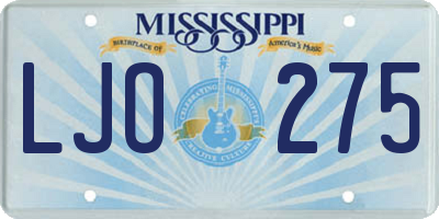 MS license plate LJO275