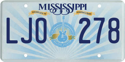 MS license plate LJO278
