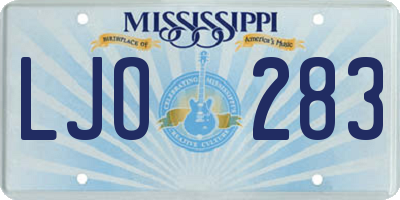 MS license plate LJO283