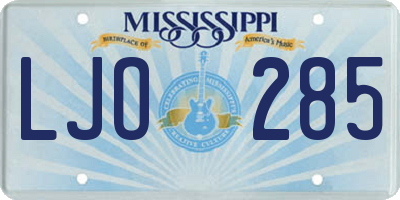 MS license plate LJO285