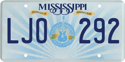 MS license plate LJO292
