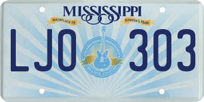 MS license plate LJO303