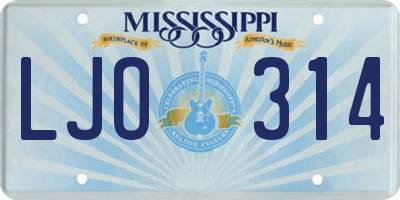 MS license plate LJO314