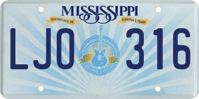 MS license plate LJO316