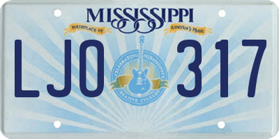 MS license plate LJO317