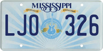 MS license plate LJO326
