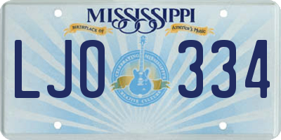 MS license plate LJO334