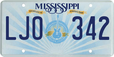 MS license plate LJO342