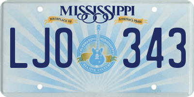 MS license plate LJO343